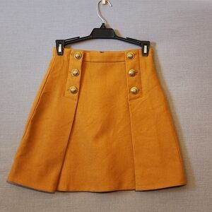 J. Jill Mustard Yellow Wool Sailor Skirt - Gold Button Detail - Size 0